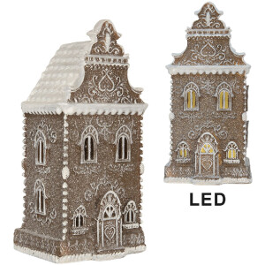 Clayre & Eef Dekoračný domček s LED 12x11x25 cm
