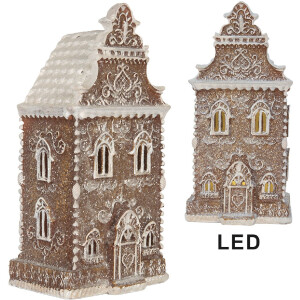 Clayre & Eef Dekoračný domček s LED svetlami 12x11x25 cm