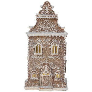 Clayre & Eef Dekoračný domček s LED svetlami 12x11x25 cm