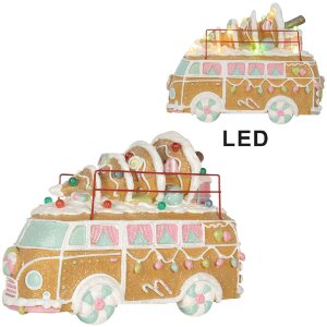 Clayre & Eef Dekoračný autobus s LED 31x12x23 cm