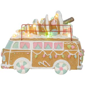 Clayre & Eef Dekoračný autobus s LED 31x12x23 cm