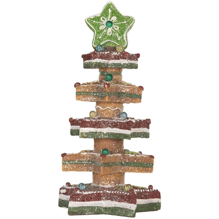 Clayre & Eef Dekoračný vianočný stromček LED 15x15x29 cm Hnedo-červený