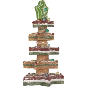 Clayre & Eef Dekoračný vianočný stromček LED 15x15x29 cm Hnedo-červený