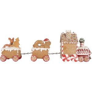 Clayre & Eef Dekoračný vlak 33x10x15 cm hnedo-červený