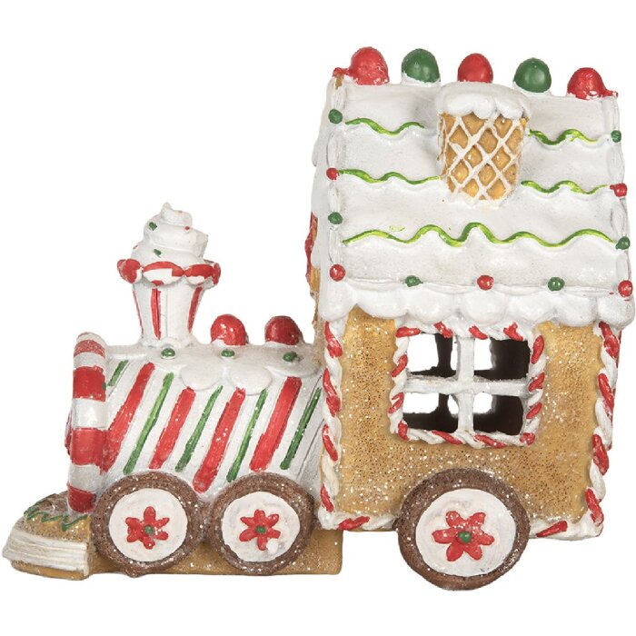 Clayre & Eef Dekoračná lokomotíva s LED 21x12x17 cm