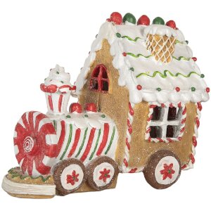 Clayre & Eef Dekoračná lokomotíva s LED 21x12x17 cm