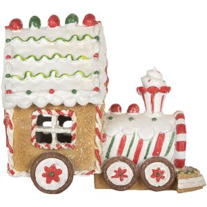 Clayre & Eef Dekoračná lokomotíva s LED 21x12x17 cm