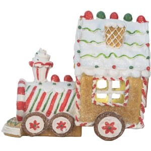 Clayre & Eef Dekoračná lokomotíva s LED 21x12x17 cm