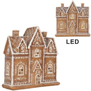 Clayre & Eef 6PR5841 Dekoračný domček s LED 21x8x20 cm Braun/Weiß