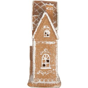 Clayre & Eef 6PR5841 Dekoračný domček s LED 21x8x20 cm Braun/Weiß