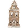 Clayre & Eef Dekoračný domček s LED 9x7x18 cm Braun-Ružový