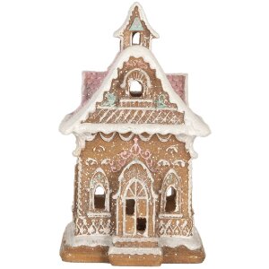 Clayre & Eef Dekoračný domček s LED svetielkami 9x10x15 cm