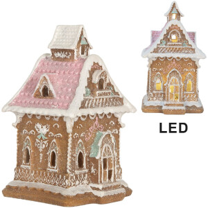 Clayre & Eef Dekoračný domček s LED svetielkami 9x10x15 cm