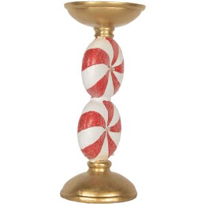 Clayre & Eef Svietnik s LED Ø 10x23 cm Zlato-biely