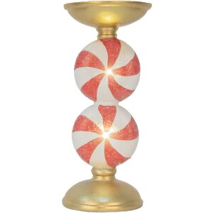 Clayre & Eef Svietnik s LED Ø 10x23 cm Zlato-biely