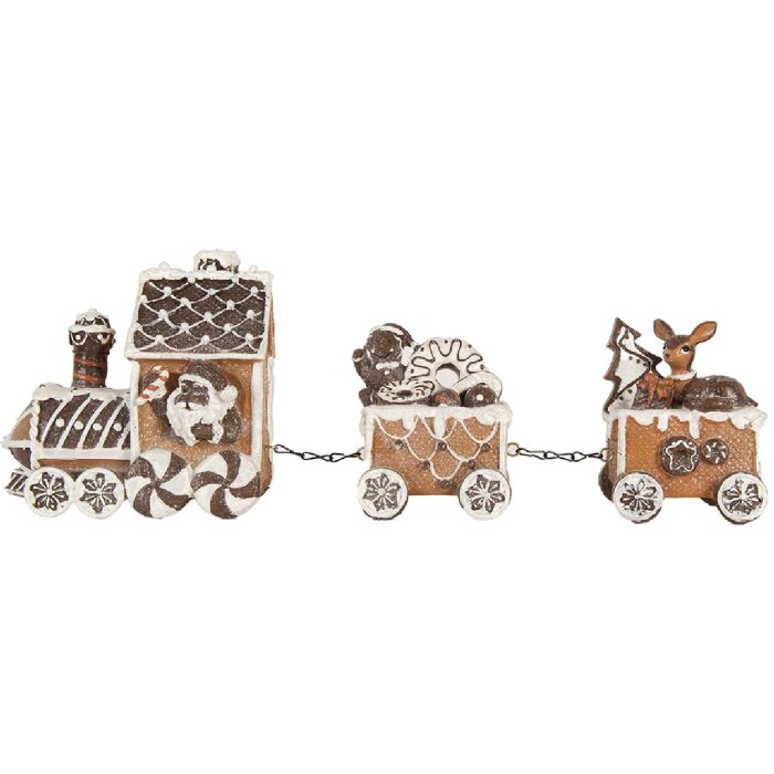 Clayre & Eef Dekoračný vlak 33x10x15 cm hnedý a biely