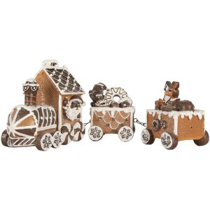 Clayre & Eef Dekoračný vlak 33x10x15 cm hnedý a biely