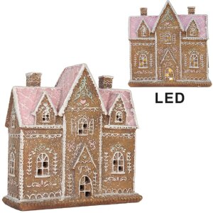 Clayre & Eef Domček s LED 21x8x20 cm Hnedá Ružová