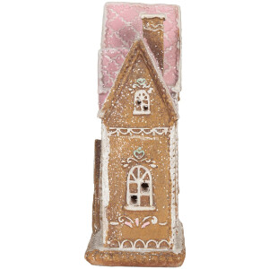 Clayre & Eef Domček s LED 21x8x20 cm Hnedá Ružová