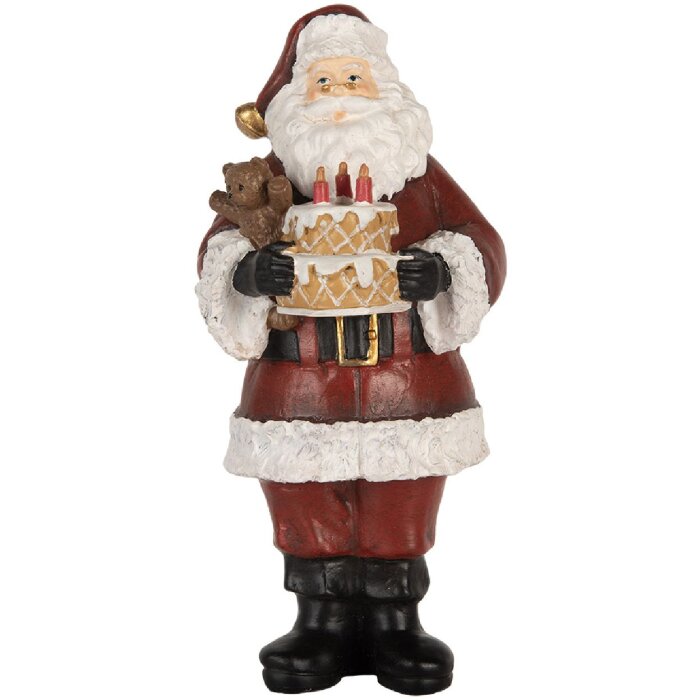 Clayre & Eef Dekorácia Santa Claus s tortou 10x10x21 cm