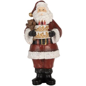 Clayre & Eef Dekorácia Santa Claus s tortou 10x10x21 cm