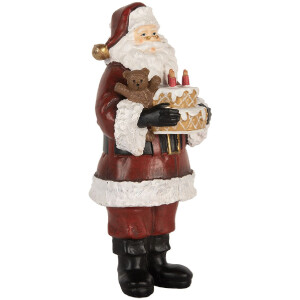 Clayre & Eef Dekorácia Santa Claus s tortou 10x10x21 cm
