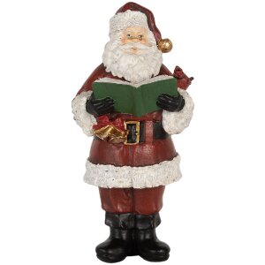 Clayre & Eef 6PR5863 Dekorácia Santa Claus s knihou 10x10x21 cm