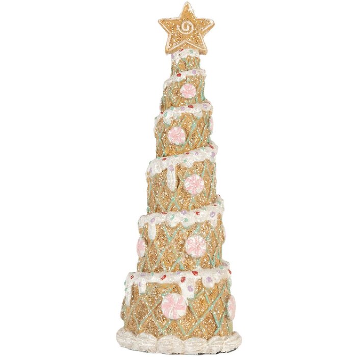 Clayre & Eef 6PR5866 Dekoračný vianočný stromček 9x25 cm hnedý a biely