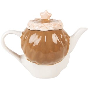 Clayre & Eef Čajník 650 ml, 21x12x16 cm, béžovo-ružový
