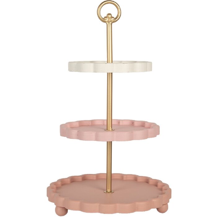 Clayre & Eef 6H2458 Etagéra 30x50 cm ružovo-biela