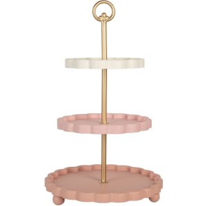 Clayre & Eef 6H2458 Etagéra 30x50 cm ružovo-biela