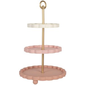 Clayre & Eef 6H2458 Etagéra 30x50 cm ružovo-biela