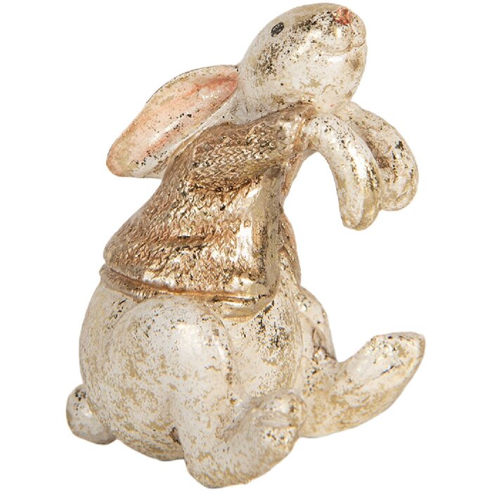 Clayre & Eef 6PR5485 Dekoračná figúrka Zajac 6x5x7 cm béžovo-hnedá
