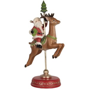 Clayre & Eef Dekorácia Santa Claus na sobovi...