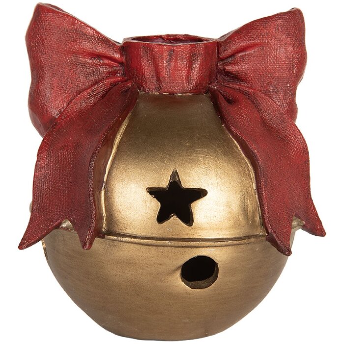 Clayre & Eef 6PR5767 Svieťnik 13x12x13 cm Zlatý a Červený