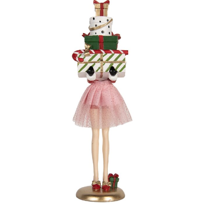 Clayre & Eef 6PR5769 Dekoračná dáma 10x10x36 cm Ružová-Biela