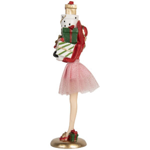 Clayre & Eef 6PR5769 Dekoračná dáma 10x10x36 cm Ružová-Biela