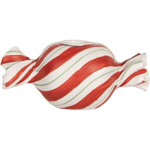 Clayre & Eef Svietnik 14x7x6 cm Červeno-biely