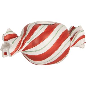 Clayre & Eef Svietnik 14x7x6 cm Červeno-biely