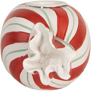 Clayre & Eef Svietnik 14x7x6 cm Červeno-biely