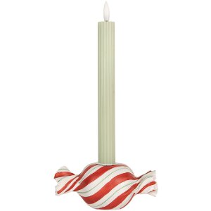 Clayre & Eef Svietnik 14x7x6 cm Červeno-biely