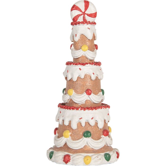 Clayre & Eef 6PR5779 Dekoračná torta 10x22 cm hnedo-biela