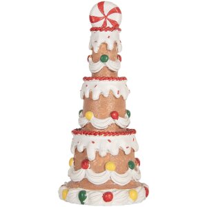 Clayre & Eef 6PR5779 Dekoračná torta 10x22 cm hnedo-biela