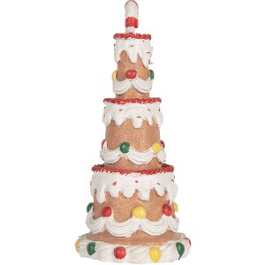 Clayre & Eef 6PR5779 Dekoračná torta 10x22 cm hnedo-biela