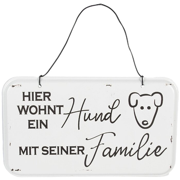 Clayre & Eef 6Y5689 Textový nápis 20x1x12 cm biely