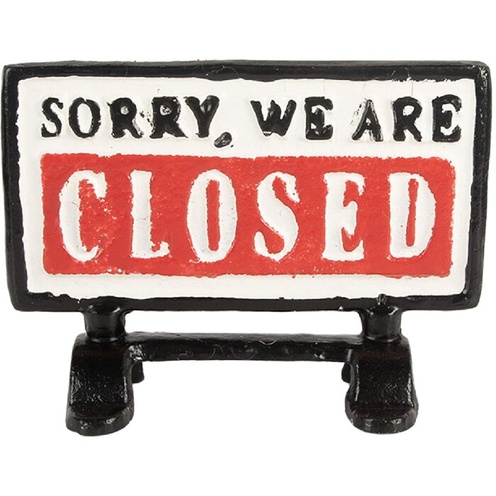 Clayre & Eef 6Y5749 Tabuľka otvorené/zatvorené 16x7x12 cm čierno-biely