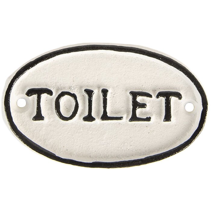 Clayre & Eef Nápis na toaletu 10x1x6 cm biely