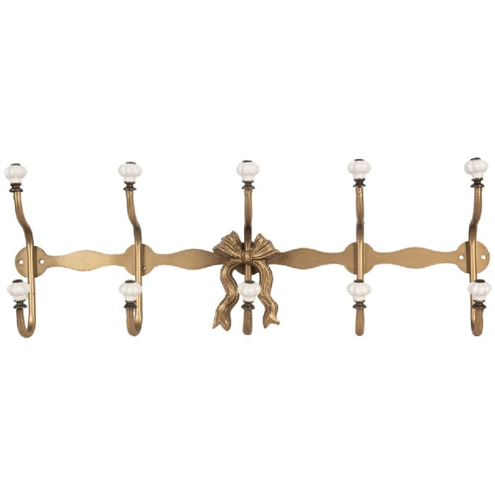 Clayre & Eef 6Y5956 Závesný vešiak 50x7x17 cm biely/zlatý