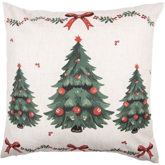 Clayre & Eef TCH22 Obal na vankúš 45x45 béžovo-zelený