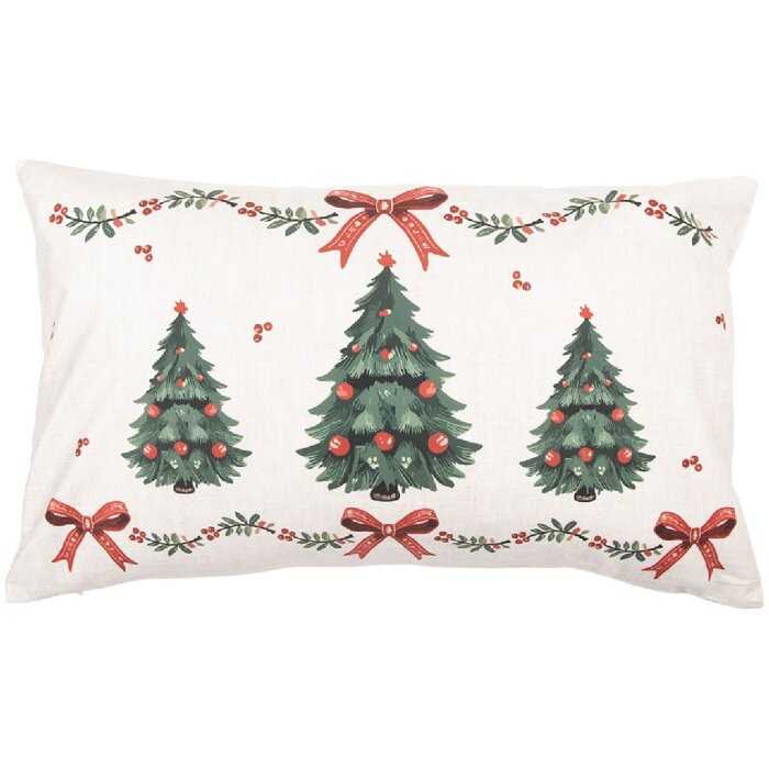 Clayre & Eef TCH36 Poťah na vankúš 30x50 cm béžovo-zelený